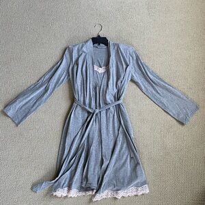 Motherhood Maternity Matching Gray Women's Lace-Trim Sleep Set